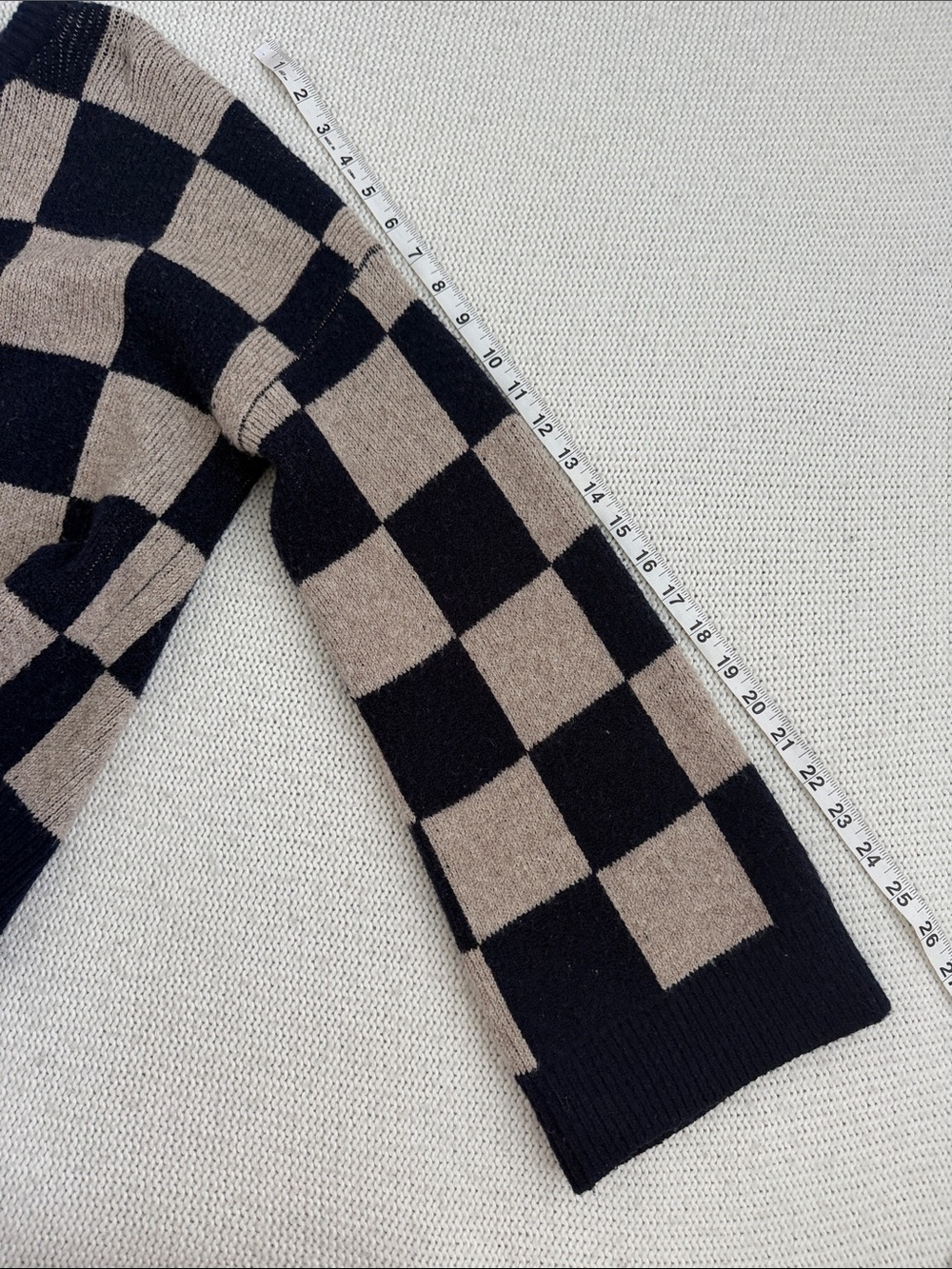 Madewell Cardiff Checkerboard Crewneck Sweater Navy/Tan Size Small - Picture 9 of 10